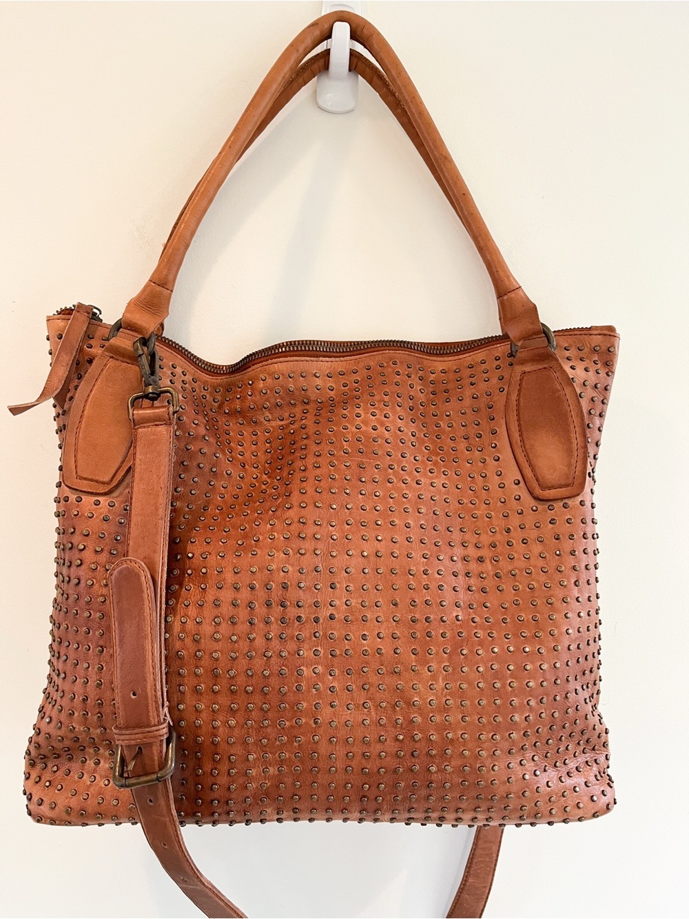 Platania Italian Studded Leather Tote Bag